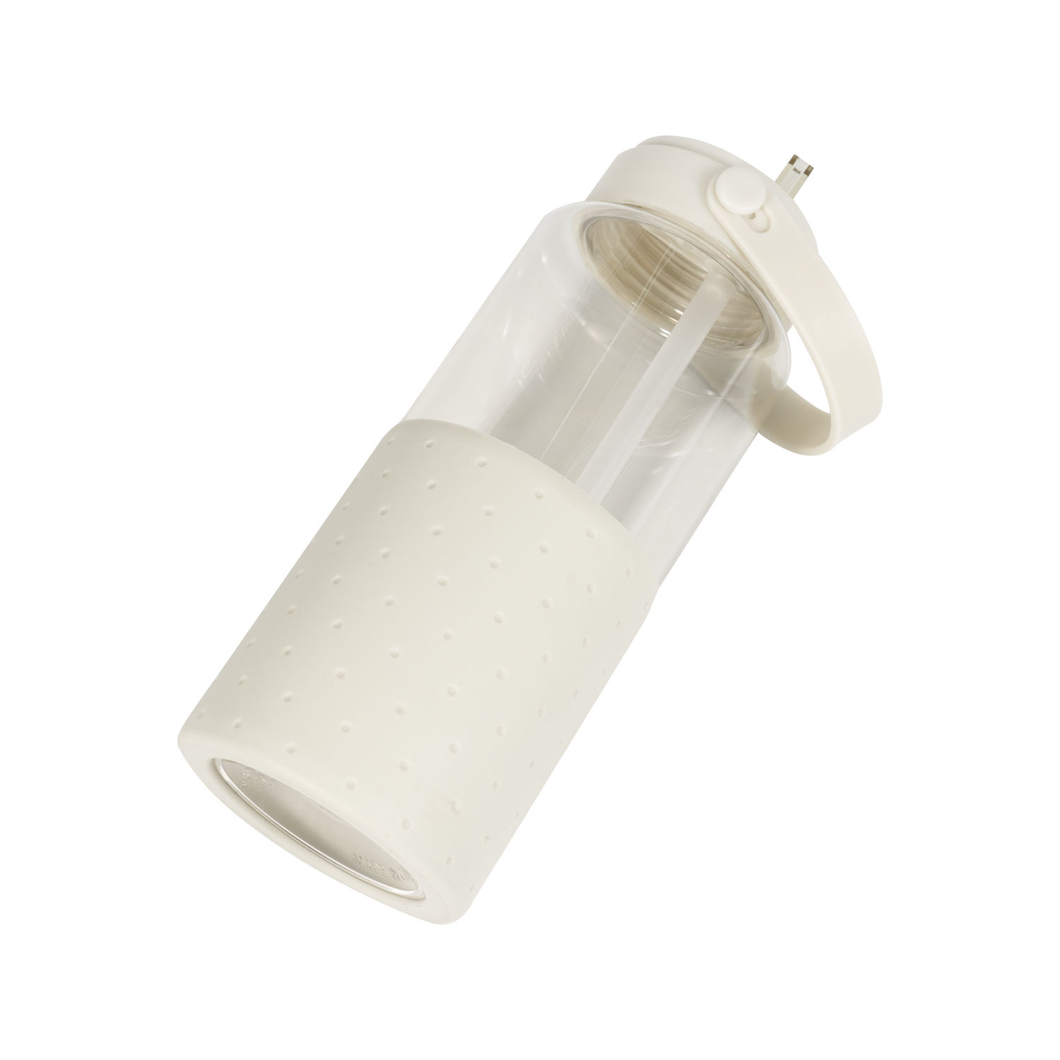 1 Liter Water Bottle 1000ml Transparent with Color Plastic Straw Water Bottle Non-slip With Silicone Handle and Sleeve