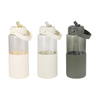 1 Liter Water Bottle 1000ml Transparent with Color Plastic Straw Water Bottle Non-slip With Silicone Handle and Sleeve