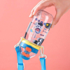 Custom logo Children's Water Cup One Touch Flip Top Water Bottle Plastic Straw Cup with a Shoulder Strap Plastic Cup for Kids