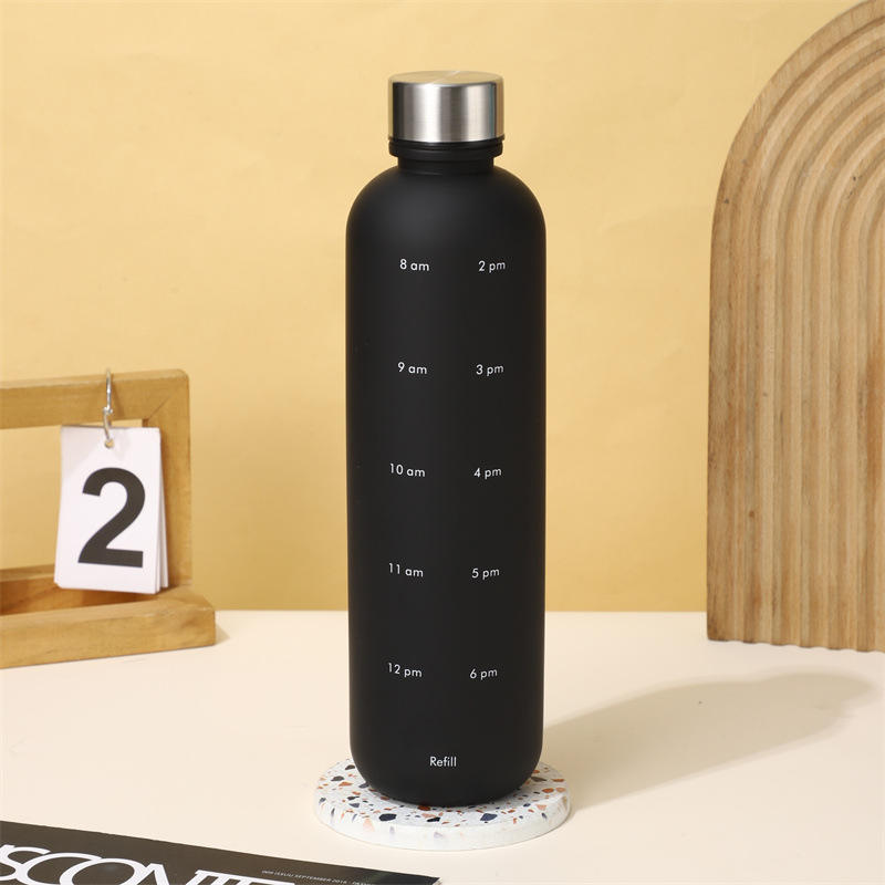 1L 32oz Fitness Lightweight Gym Gradient Water Bottle With Time Marker and Lid