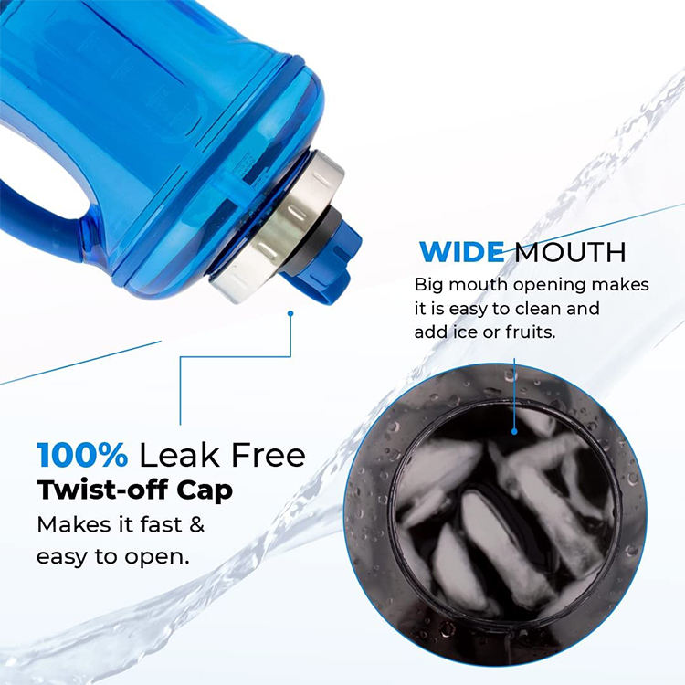 Wholesale Large Capacity 2.2L BPA-Free Plastic Sport Gym Half Gallon Water Bottle