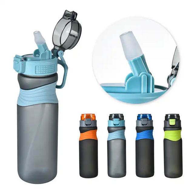 BPA Free Plastic 1L 32oz Fitness Gym Sports Motivational Water Bottle With Time Marker