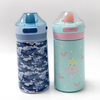 350ml Custom Logo Stainless Steel Water Cup Leakproof Insulated Kids Water Bottle With Straw Lid Food Grade Cute Cup
