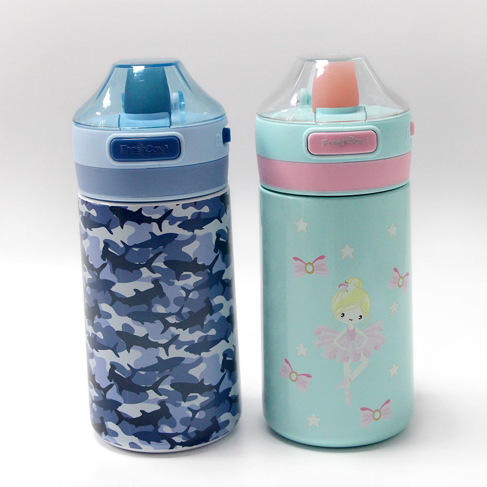 350ml Custom Logo Stainless Steel Water Cup Leakproof Insulated Kids Water Bottle With Straw Lid Food Grade Cute Cup