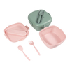 Large Capacity 650ml Square Bento Box RPET Material With Forked Spoon Lunch Box
