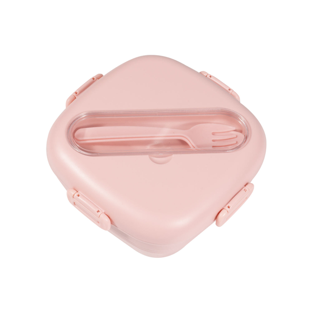 Large Capacity 650ml Square Bento Box RPET Material With Forked Spoon Lunch Box