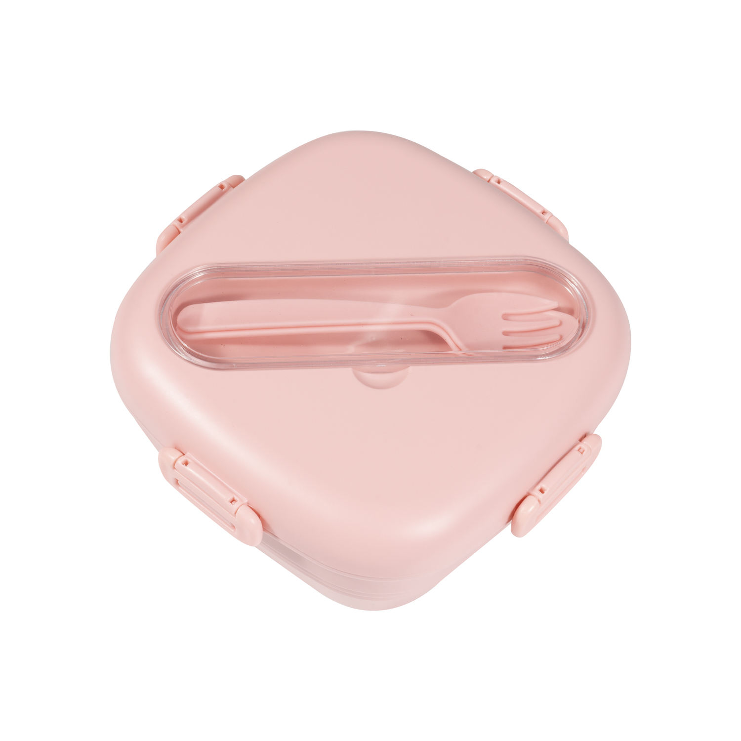Large Capacity 650ml Square Bento Box RPET Material With Forked Spoon Lunch Box