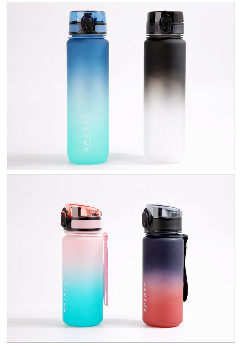 500ML and 1000ML Leakproof BPA Free Tritan Plastic Drinking Water Bottle with Time Marker