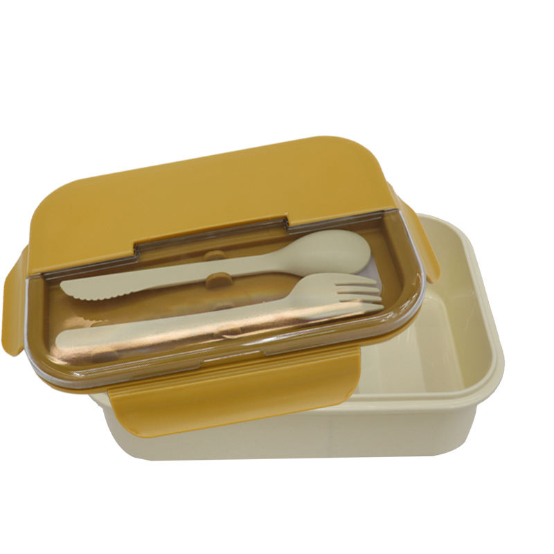 High-quality PP Material Bento Box Equipped with a Spoon and a Combination Fork Knife