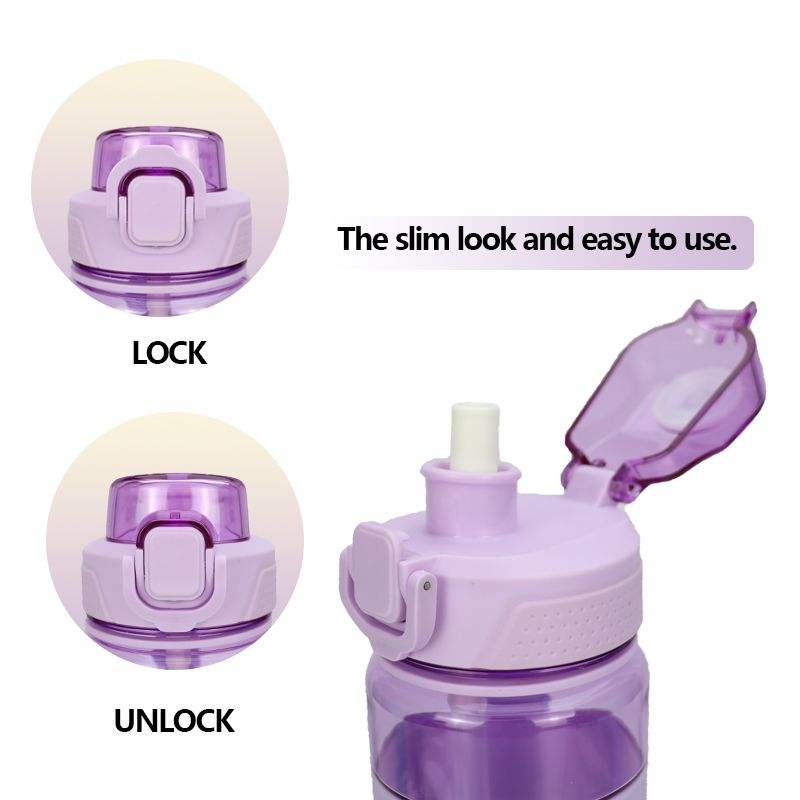 Leakproof 32OZ Plastic Outdoor Sports Gym Water Bottle with Straw and Non-slip Silicone Ring