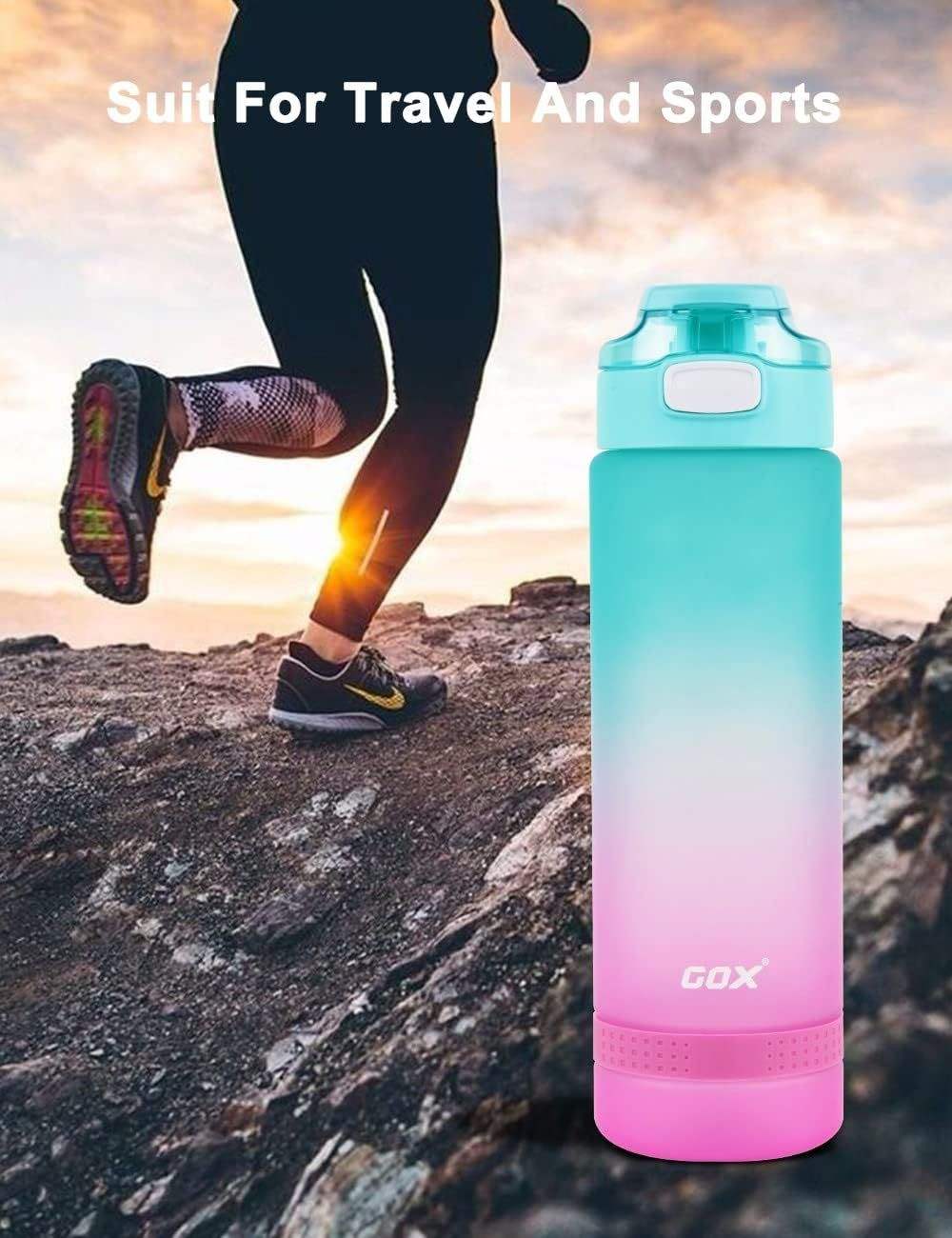 32oz Sports Water Bottle with Time Marker BPA Free Wide Mouth Leakproof with Handle