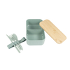RPET Material Wholesale Simple Style 1400ml Bento Box with Removable Partitions and a Bamboo Lid