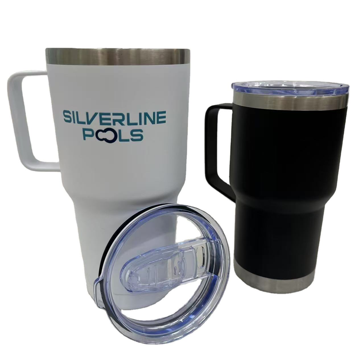 Custom Logo 16 oz Tumbler With Straw Handle Double Walled Stainless Steel Tumbler Insulated Vacuum Travel Mug