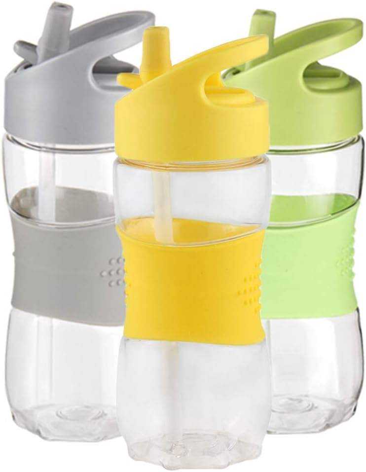 400ML New Design Bpa Free Plastic Tritan Kids Children Water Bottle with Anti slip Silicone Ring and Handle