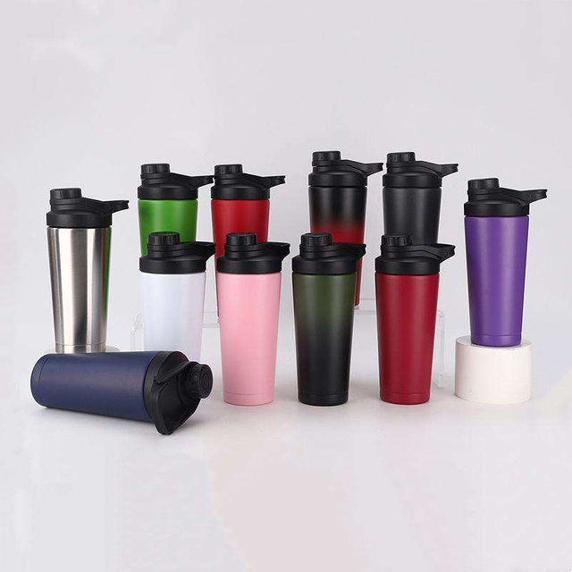 750ml Protein Tumblers Gym Portable Bottle with Handle Double Wall Stainless Steel Protein Shaker Bottle