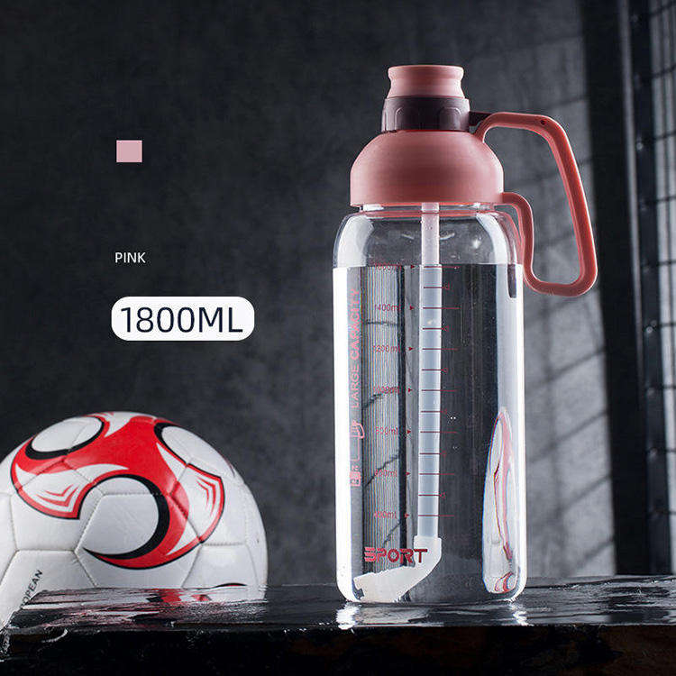 60oz Large Capacity Plastic Water Bottle with Straw and Handle Suitable for Gym Supports Custom logo
