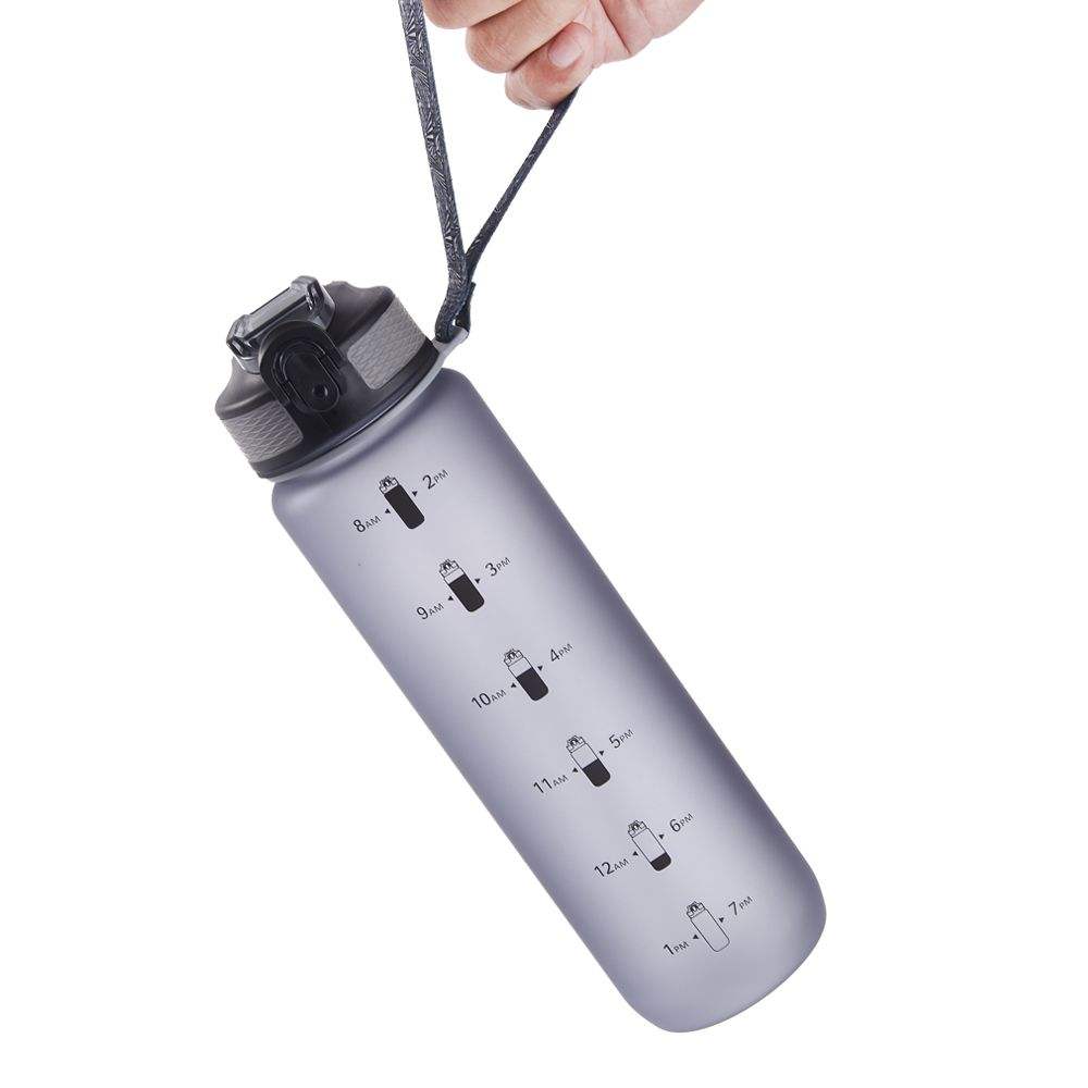 Customized logo Popular 32oz Sports Water Bottle with Time Scale Lines and a Straw