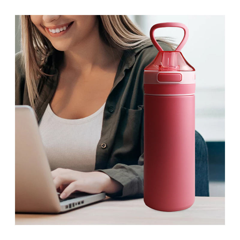 500ml Water Bottle Vacuum Flask Double Wall Insulated Stainless Steel for Outdoor Hiking Camping Use With Straw