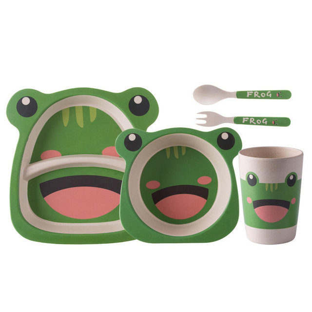Food Grade Bamboo Fiber Dinnerware Reusable Lovely Animal Kids Tableware Set