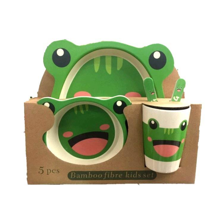 Food Grade Bamboo Fiber Dinnerware Reusable Lovely Animal Kids Tableware Set