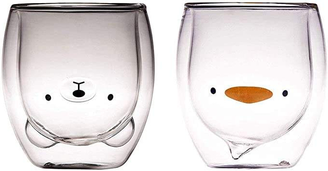 Cute Animal Shape Transparent Coffee Cup Gift Cup Double Wall High Borosicility Glass Water Bottle