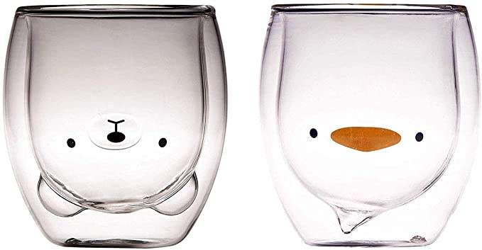 Cute Animal Shape Transparent Coffee Cup Gift Cup Double Wall High Borosicility Glass Water Bottle