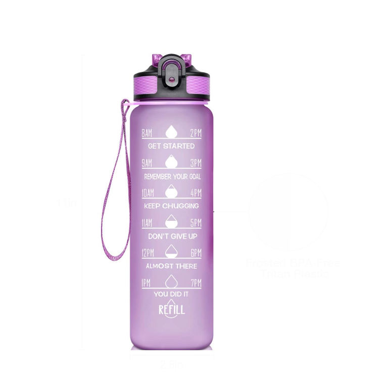 32oz Motivational Fitness Sports Tritan Water Bottle with Time Marker & Flip Top