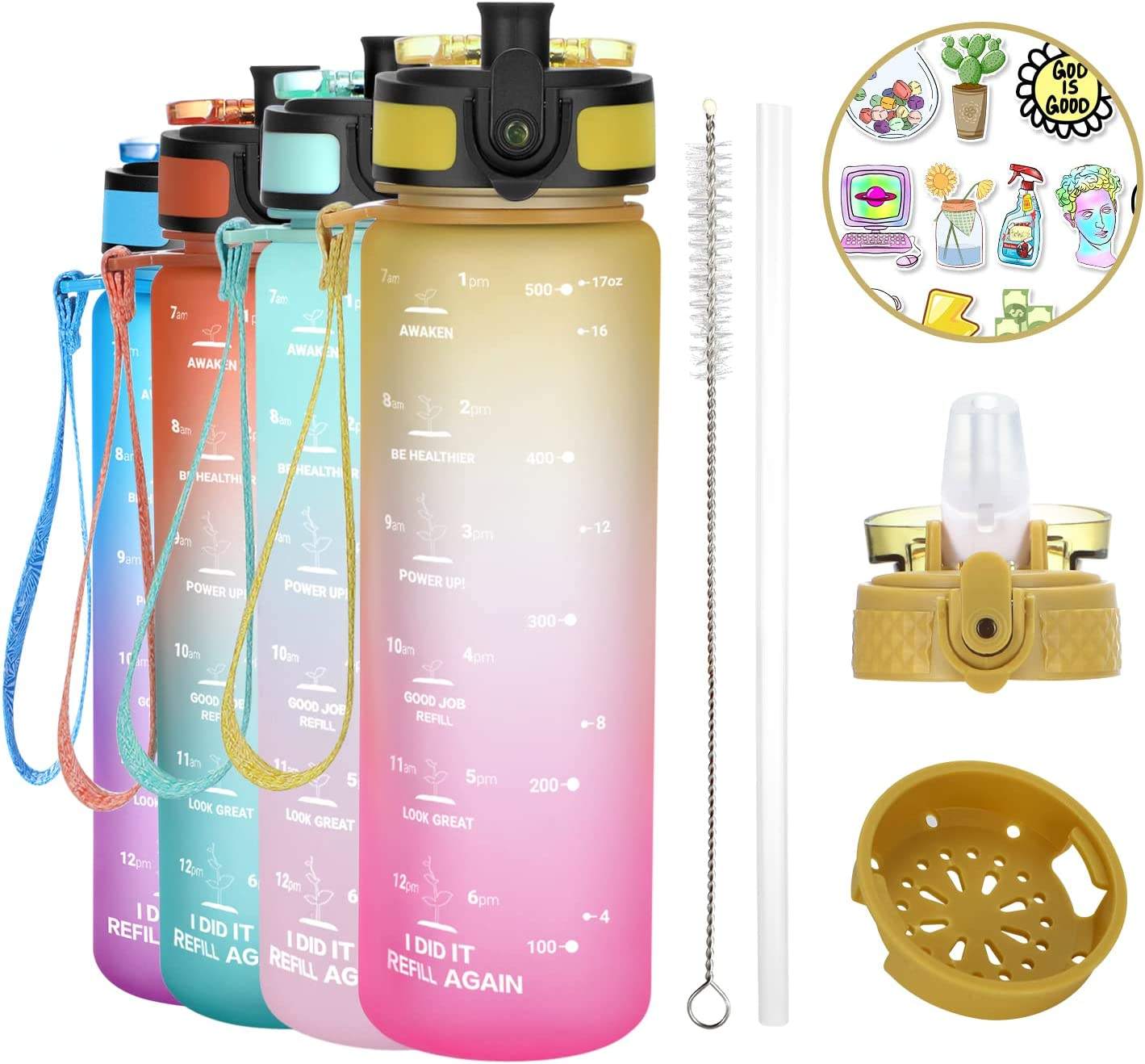 Custom Kids Water Bottle for School with Straw Chug Lid Unbreakable Leak-Proof BPA-Free Motivational Water Bottles