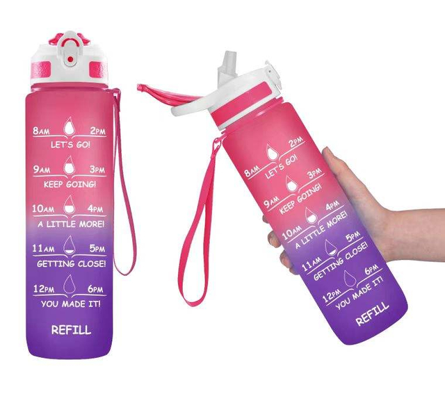 Tritan Eco Friendly Motivational Water Bottle with Time Marker Jug Bpa Free Cute Plastic 2 Liter Large Half Gallon 32 oz