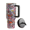 40oz Custom Logo Stainless Steel Thermal Travel Coffee Mug Hot and Cold Vacuum Insulated Tumbler With Handle Straw