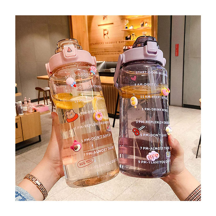 2023 2 Lt Lts Liter 2L Drinking Bottle Custom Logo Bpa Free Half Gallon Fitness Motivational Gym Sports Water Bottle With Straw