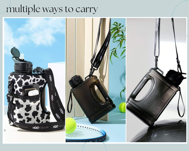 2L Water Bottle with 2 LIDS Portable Sports Kettle with Cloth Cover