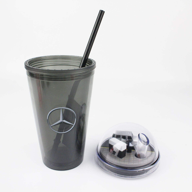 16Oz LED Light-Up Flashing Insulated Travel Cup Tumbler with Straw Lid Double Wall Plastic Water Cup With Milti-Color Lights