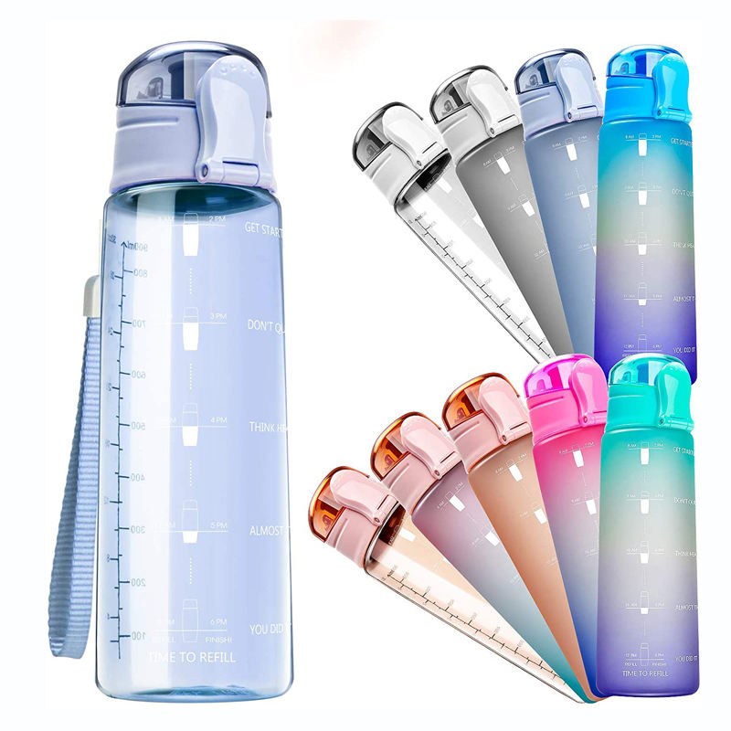 Large Capacity 1000ML Plastic Water Bottle With Rope Portable Outdoor Frosted Bottle for Hiking Camping Travel Free BPA