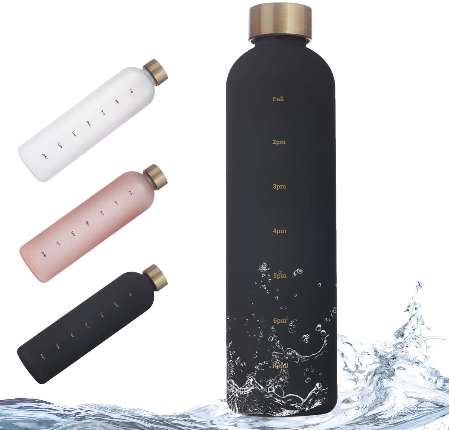 BPA Free Frosted Leakproof Motivational Time Marker 32 OZ Water Bottles With Times