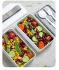 Double Layer Oblong Shape Food Grade Hot Sales RPET Plastic Bento Box with Bandage Eco Friendly Bento Box for Office Worker