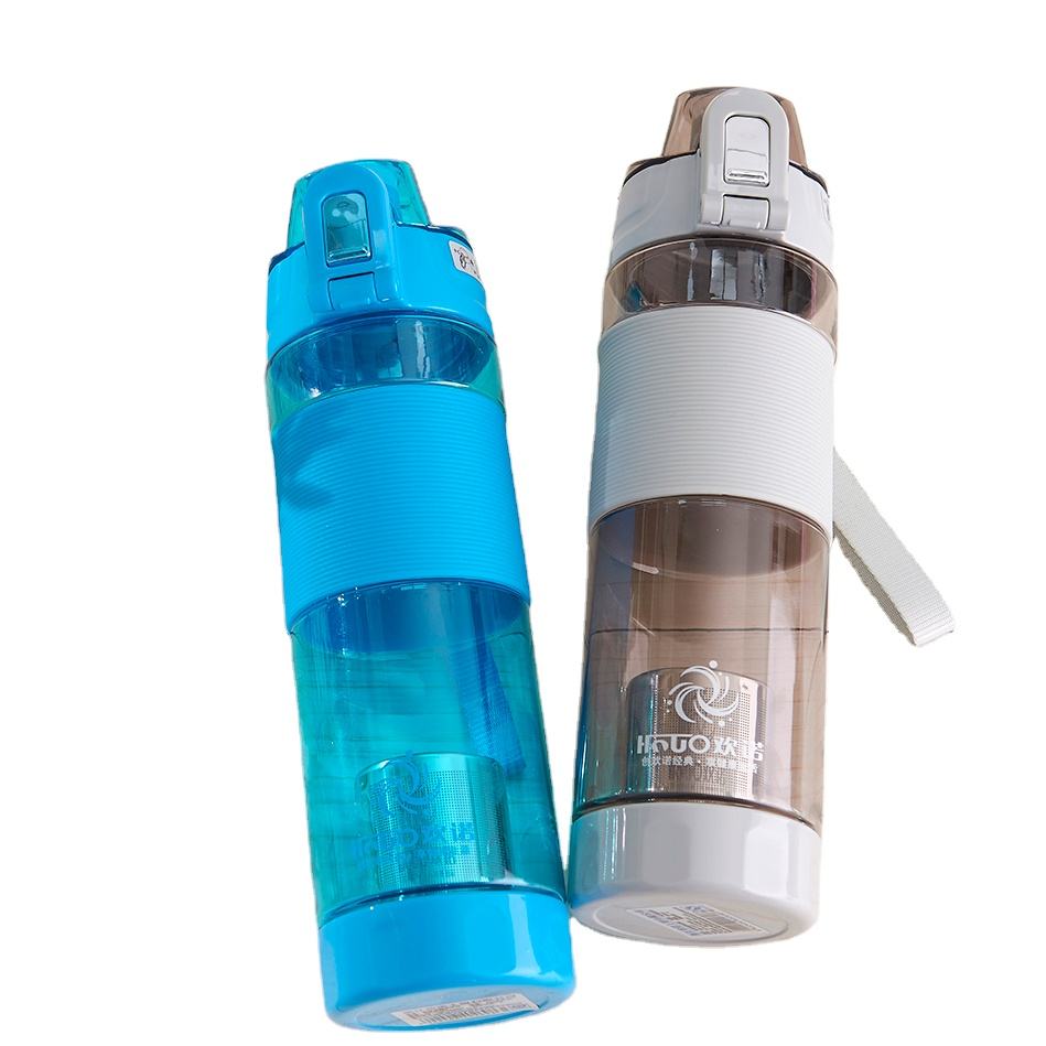 650 ml Filtered Water Bottle Plastic Water with Silicone Sleeve Grip