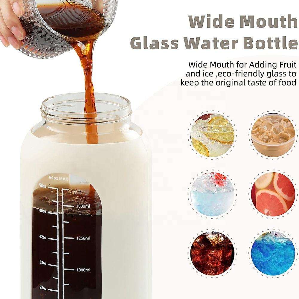 Eco-Friendly 64oz Half Gallon Water Bottle Gym Fitness Sports Motivational Time Marker Sports Camping Plastic Silicone Strap