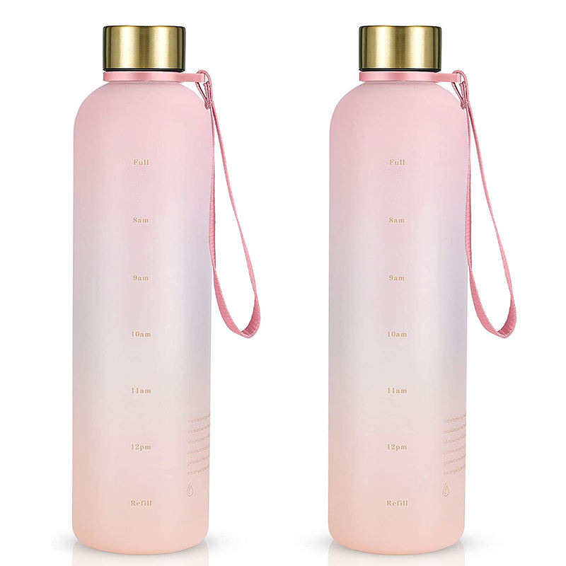 Custom Logo 1L Plastic Tritan Frosted Motivational Water Bottle With Time Marker