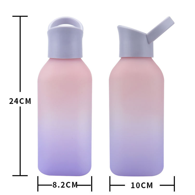 Factory Price 1000ML 32OZ Frosted Gradient Bottom Silicone Streight-drinking Gym Water Bottle with Plastic Handle