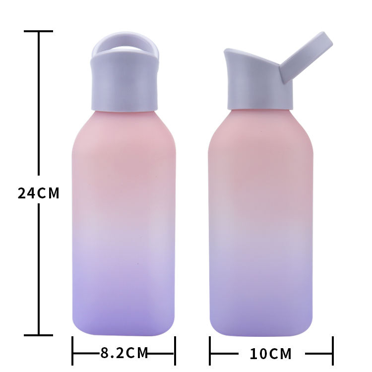 Factory Price 1000ML 32OZ Frosted Gradient Bottom Silicone Streight-drinking Gym Water Bottle with Plastic Handle
