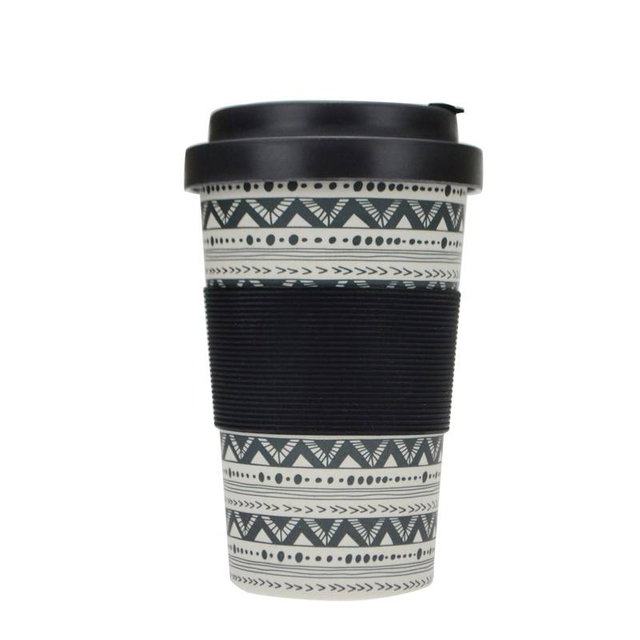 Eco-friendly PLA 21oz Wholesale Custom Pattern Reusable Bamboo Fiber Coffee Cup with Lid