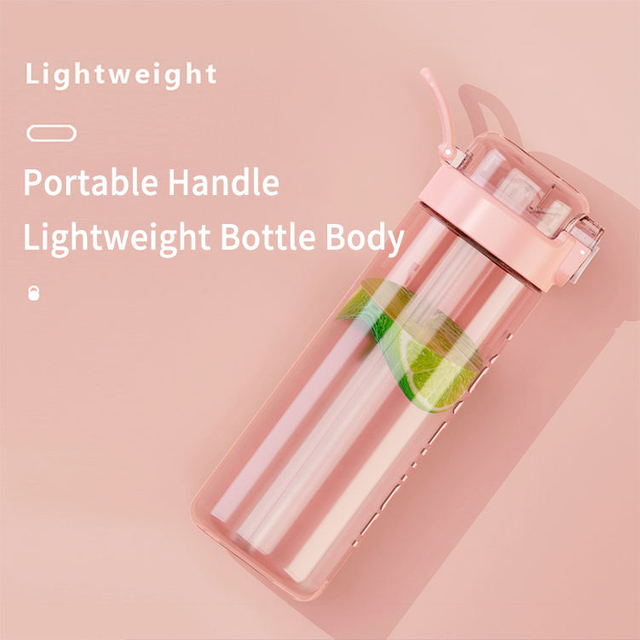 500ml/600ml Leak Proof Sports Spray Plastic Water Bottle with Spray Mist Plastic Drink Bottle for Kids Students