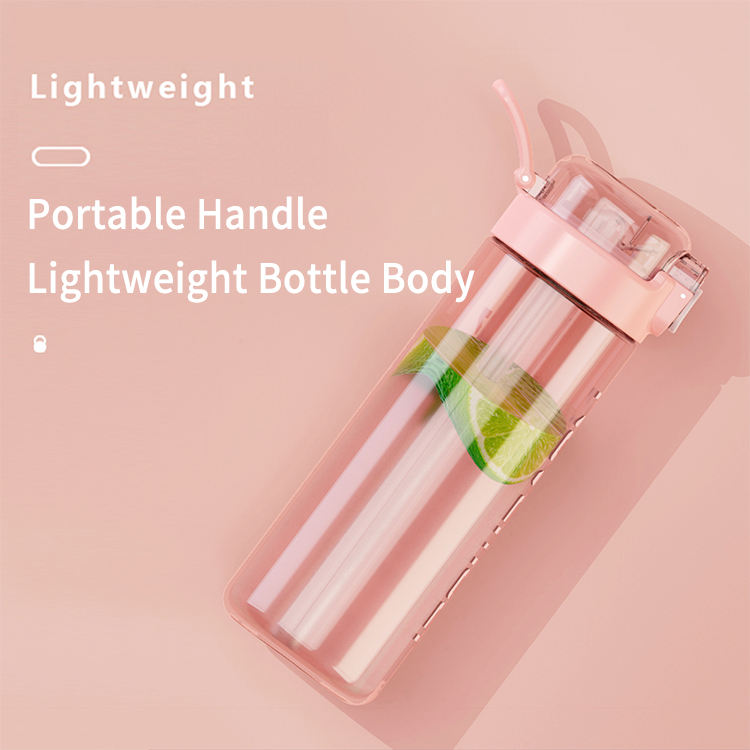 500ml/600ml Leak Proof Sports Spray Plastic Water Bottle with Spray Mist Plastic Drink Bottle for Kids Students