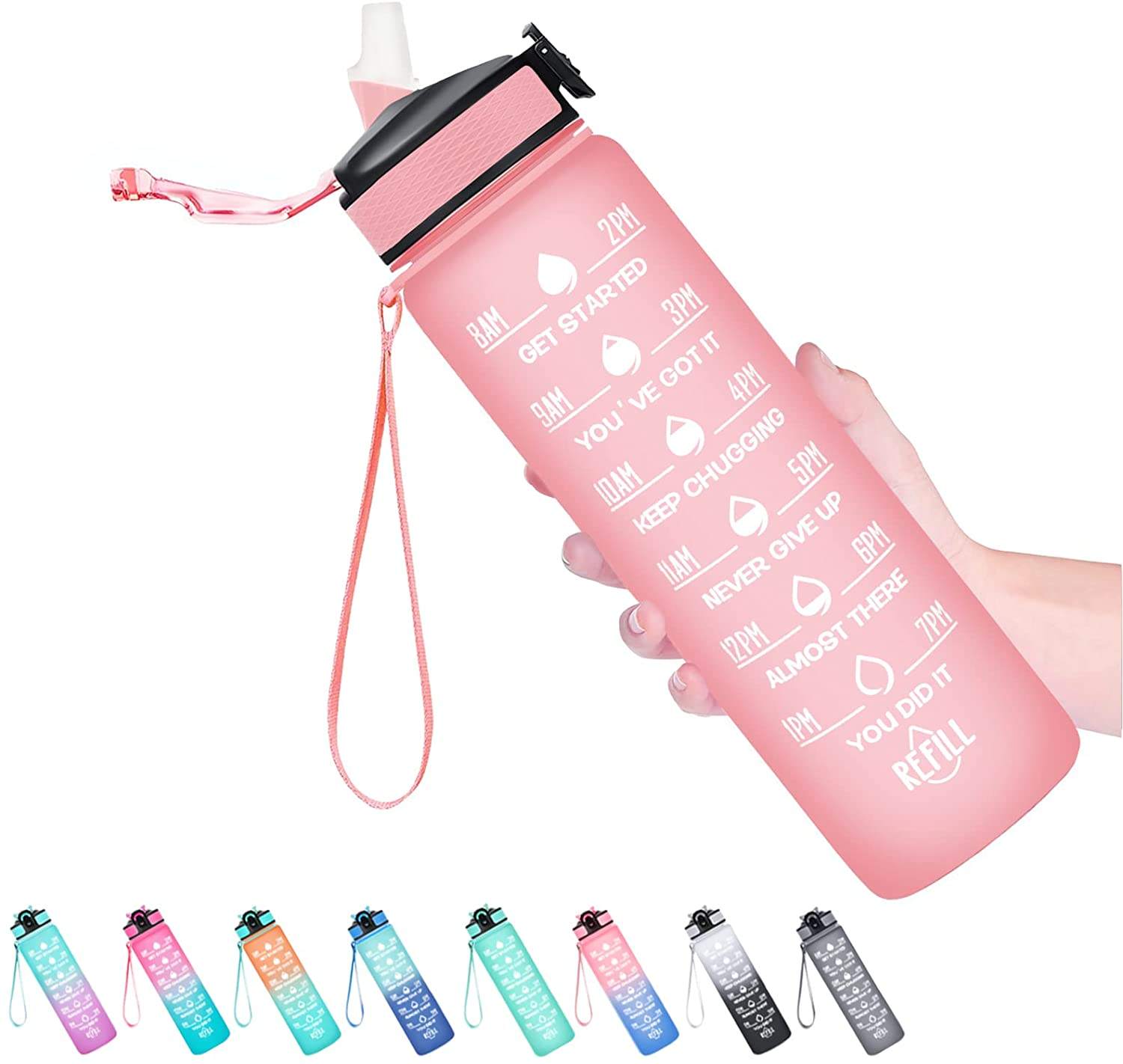 2023 Wholesale Motivational Water Bottle Plastic BPA Free 32oz Sports Plastic Water Bottles in Bulk