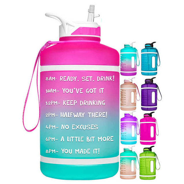 128 Oz Botellas Deportivas De Plastico Workout Sport Plastic Motivational Water Bottle With Time Marker