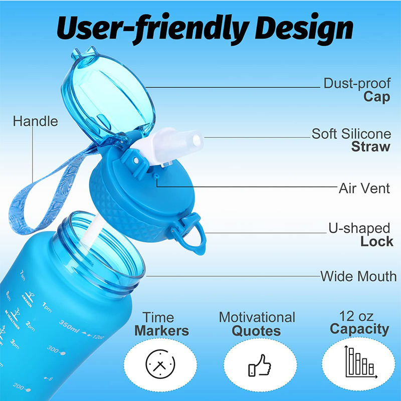 Custom 2023 Eco-Friendly 500ml Plastic Kids Cute Water Bottles With Straw Child Drink Water Bottle
