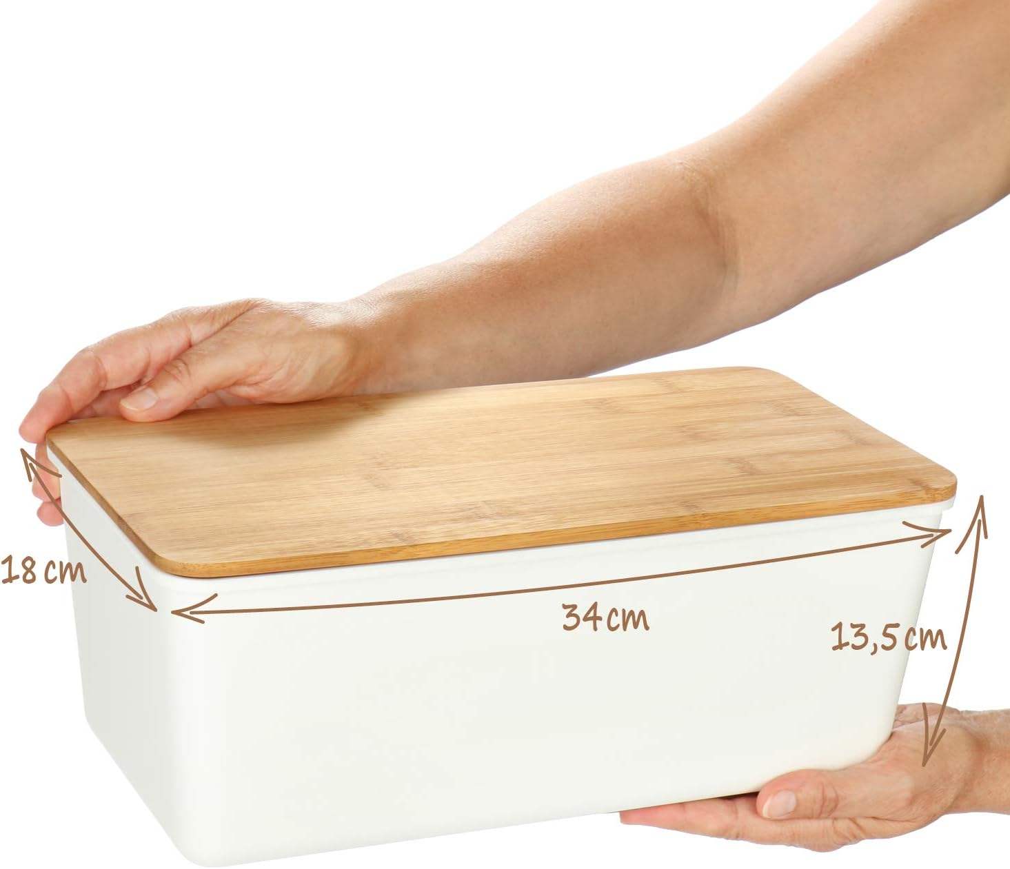 Rpet Recycle Plastic Bread Bin With Bamboo Lid and Bamboo Lid Can Be Used As a Chopping Board,Easy Care Storage Box for Food