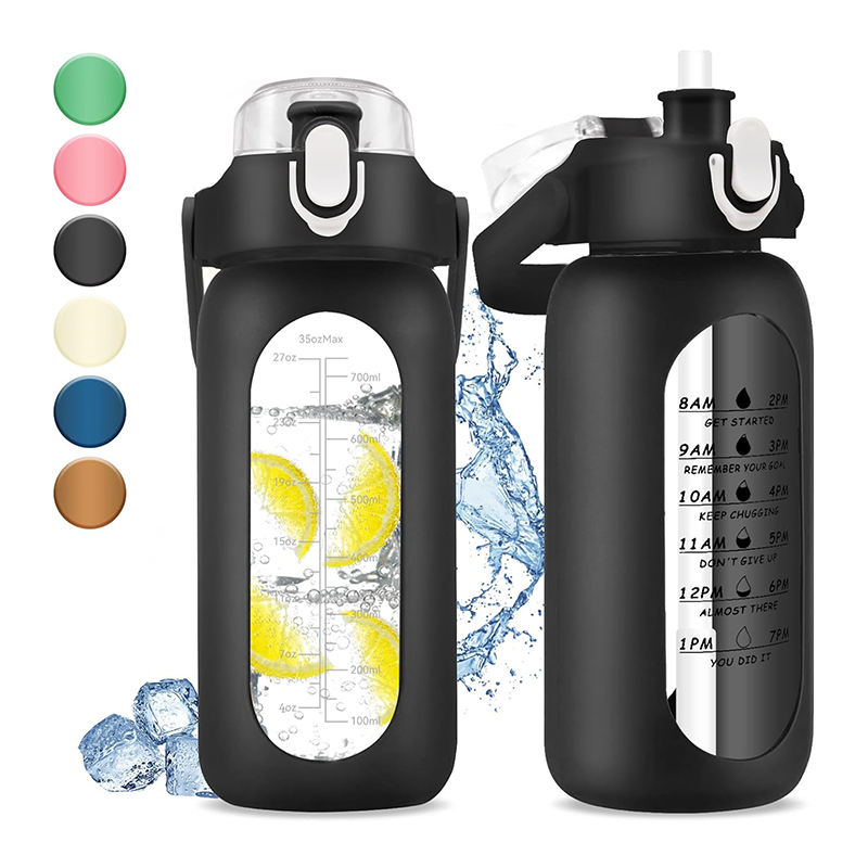 Amazons Hot Product Wide Mouth Plastic Sport Drink Water Bottle with Straw and Handle