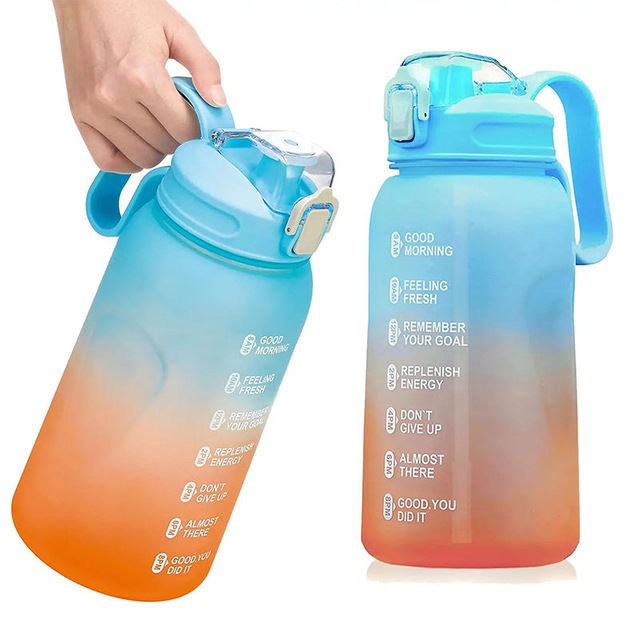Half Gallon Water Bottle With Storage Sleeve 2L Tritan Drinking Bottle Sports Gym Bottle Water Jug with Handle